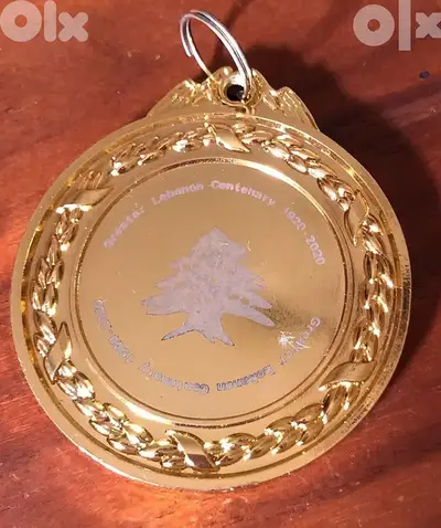 Medal Gold Color Centenary Greater Lebanon 1920 - 2020 Diameter 6cm