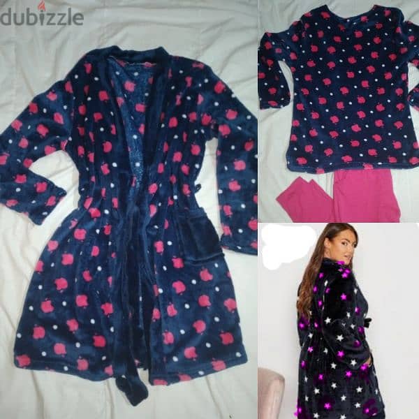 pyjama fleece navy pants top robe M to xxL 0