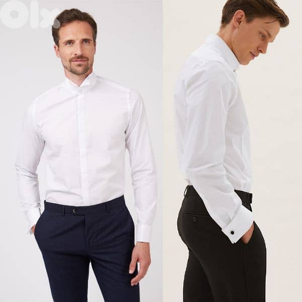 men white shirt double cuff wing collar m to xxL 0