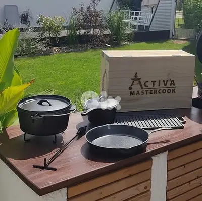 ACTIVA Dutch oven set, 7 pieces, pot, pan (cast iron)