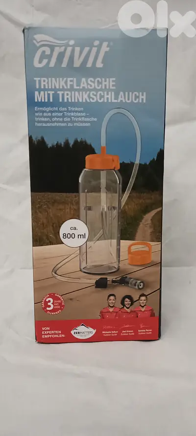 water bottle with pipe