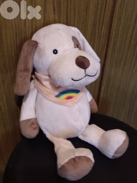 SNOF THE Beige &BROWN DOG medium great PLUSH, height 35Cm+foulard=12$ 3