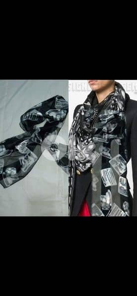 silk scarf colour black with grey print 0