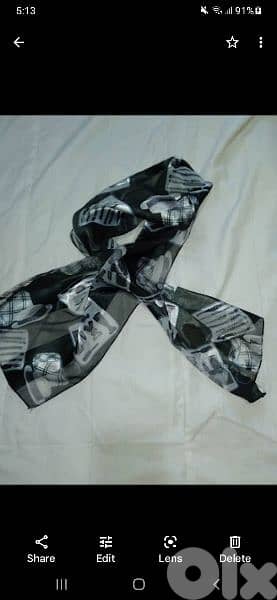 silk scarf colour black with grey print 2