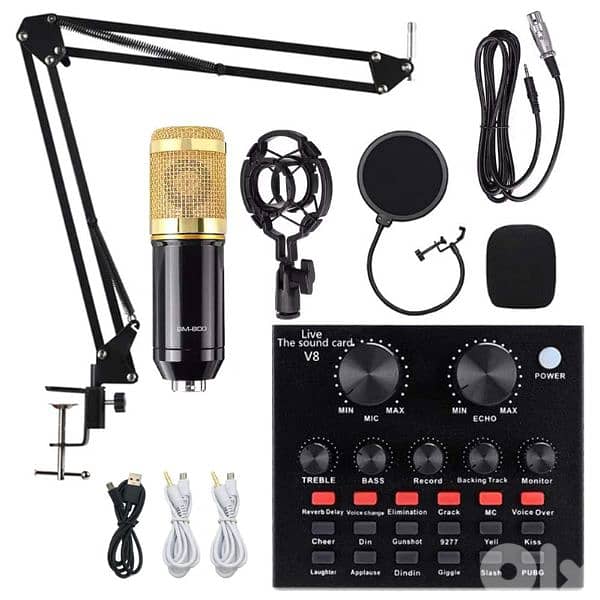 live sound card v8 with condenser mic for live record 0