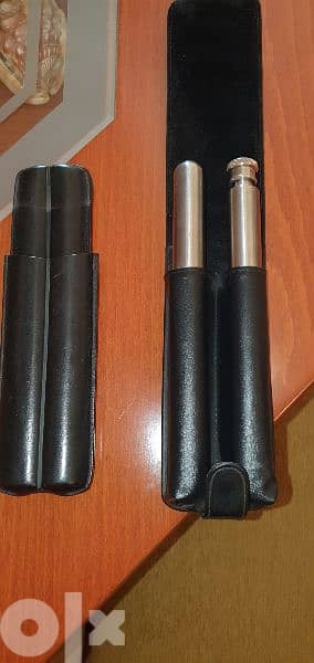 two stainless for cigar & liqure leather box 0