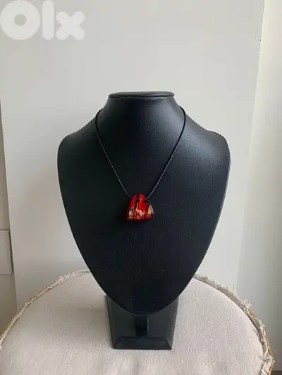 Murano red&black pendant with a black necklace