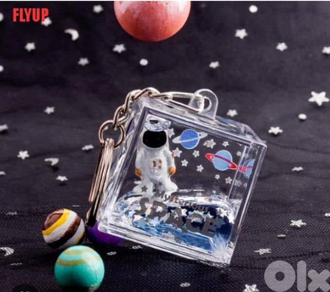 sparkling liquid space square keychain 0