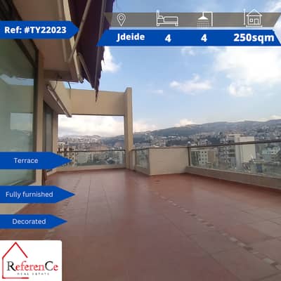 Fully furnished with terrace in Jdeideh شقة مفروشة مع تراس في جديده