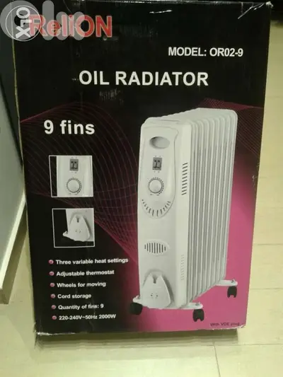 رادياتور زيت 9 شفرات على الكهرباء جديد بالعلبة oil radiator 9 fins