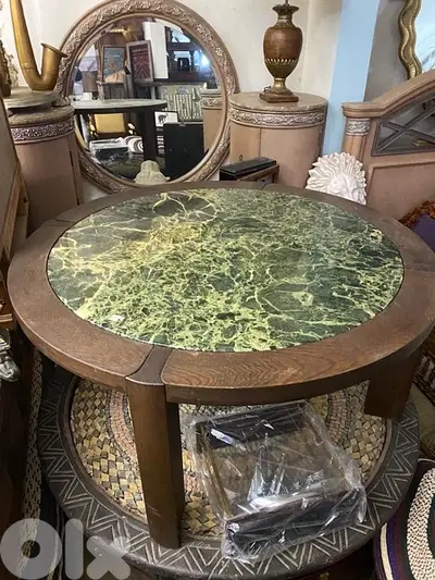 middle table wood and top marble