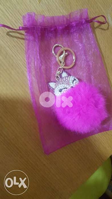 Fluffy Pink Cute Key Chain 0
