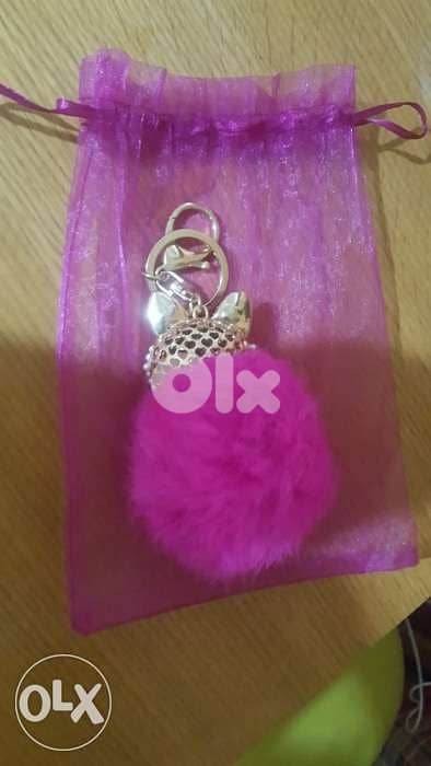 Fluffy Pink Cute Key Chain 1