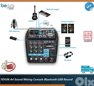 TEYUN A4 Sound Mixing Console Bluetooth USB & Record , Audio Mixer