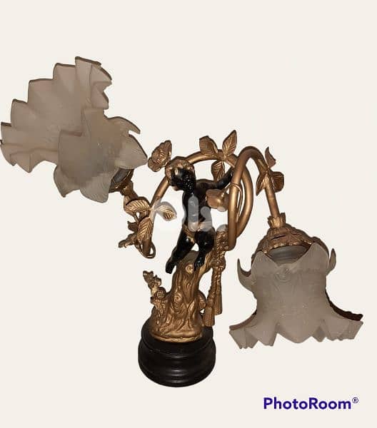2 pieds de lampe en bronze Francais anciens dore a 2 lampes chaque 0