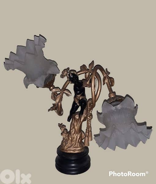 2 pieds de lampe en bronze Francais anciens dore a 2 lampes chaque 1