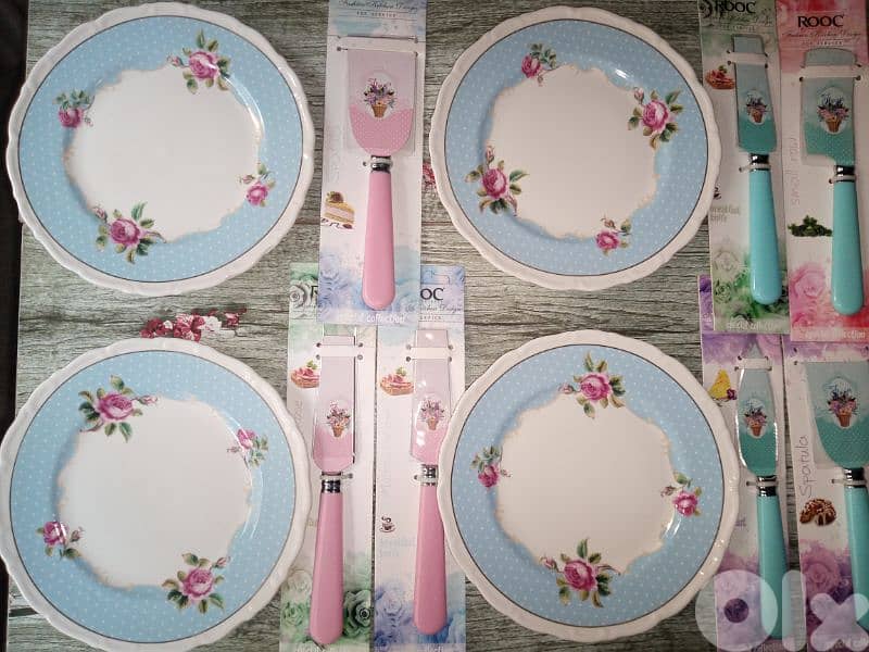 floral desserts and sweets plates and knifes 1