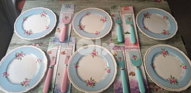 floral desserts and sweets plates and knifes 10
