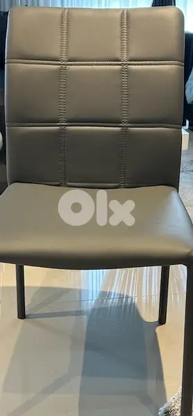 6 dinning chairs, grey color, leather