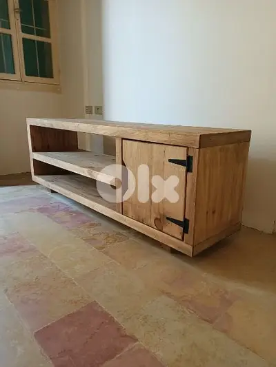 wood tv unit pine wood خزانة تلفزيون خشب صنوبر
