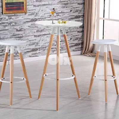Wood bar table and chair