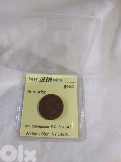 Indian Head USA cent year 1898 Dealer Certified