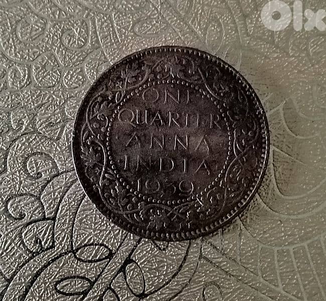 1939 British India WWII KGVI quarter Anna bronze coin 0