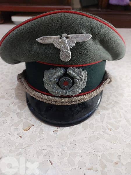WWII Hitler German Nazi Officer Offical Artillery Visorb Cap Authentic 0