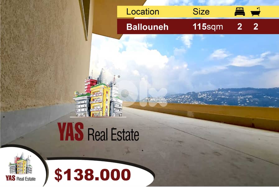 Ballouneh 115m2 | 70m2 Terrace | New | Mountain View | Luxurious | 0