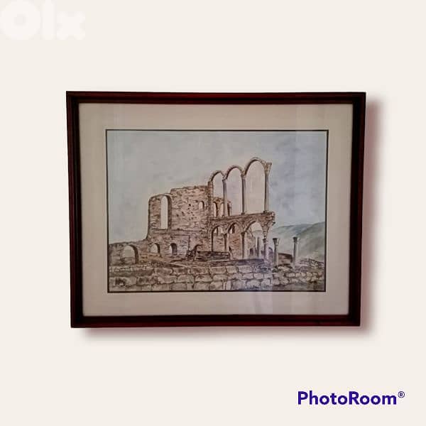 2 old watercolor by Karim el Haje signed and dated 1982 2
