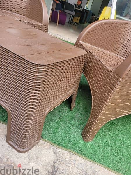Table + 2 Sofa Chairs Rattan 1