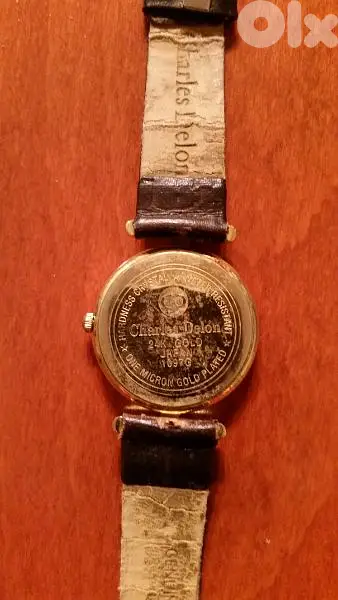 gold plate charles delon japan geniune leather
