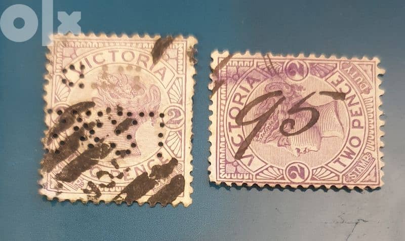 1895 Queen Victoria Australia overprint  two Pence x 2 lilac stamp 0