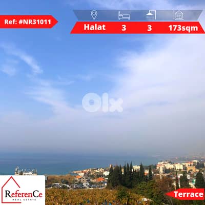 Apartment with terrace & seaview in halat شقة مع تراس واطلالة في حلات