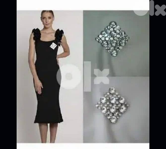 square shape all crystall brooch 0