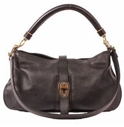 Burberry Black Buffalo Leather Creighton Hobo Shoulder Bag