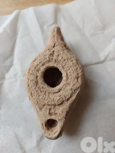 Ancient Terracotta clay  Roman Oil Lamp in third century CE