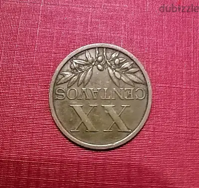 Portugal 20 Centavos 1967  Portuguese shield cross