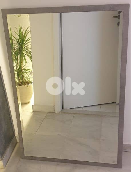 Mirror with grey concrete effect border 112cm x 75cm 0