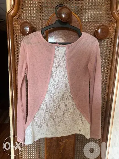 Bershka Pink and White Top