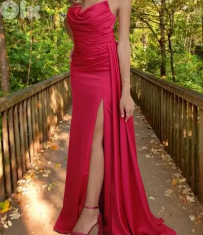 fushia satin dress