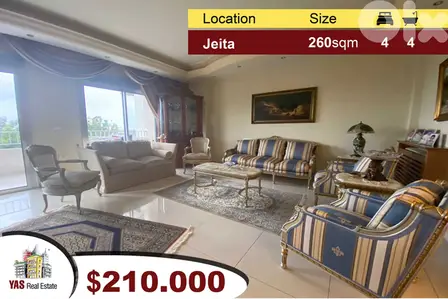 Jeita 260m2 | Fully Renovated | Spacious Flat | Luxurious | View |