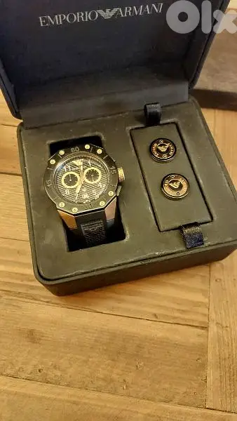 Watch Emporio Armani chronograph with cufflinks