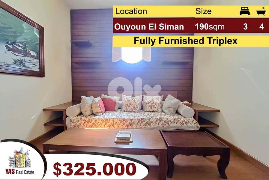 Ouyoun el Siman 190m2 | Triplex | Furnished | Prime location |DA 0