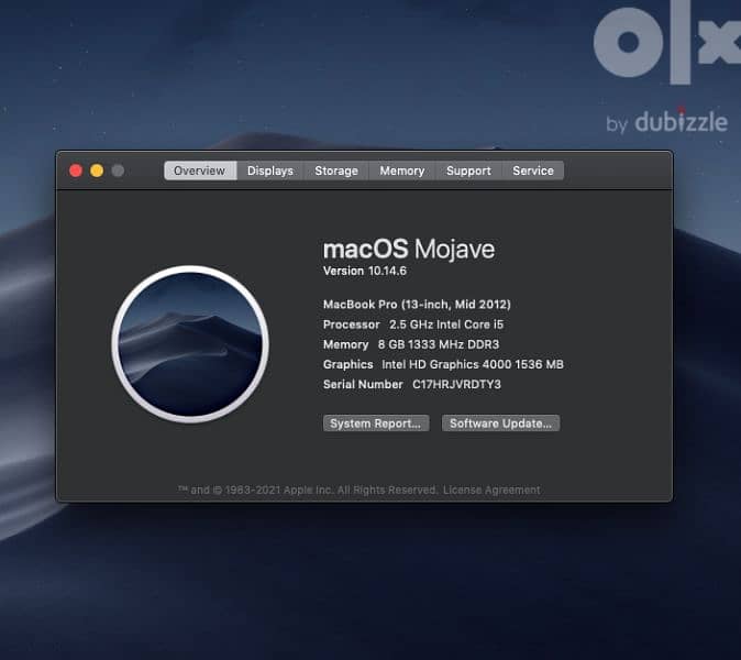 Macbook Pro i5 8GB SSD 6
