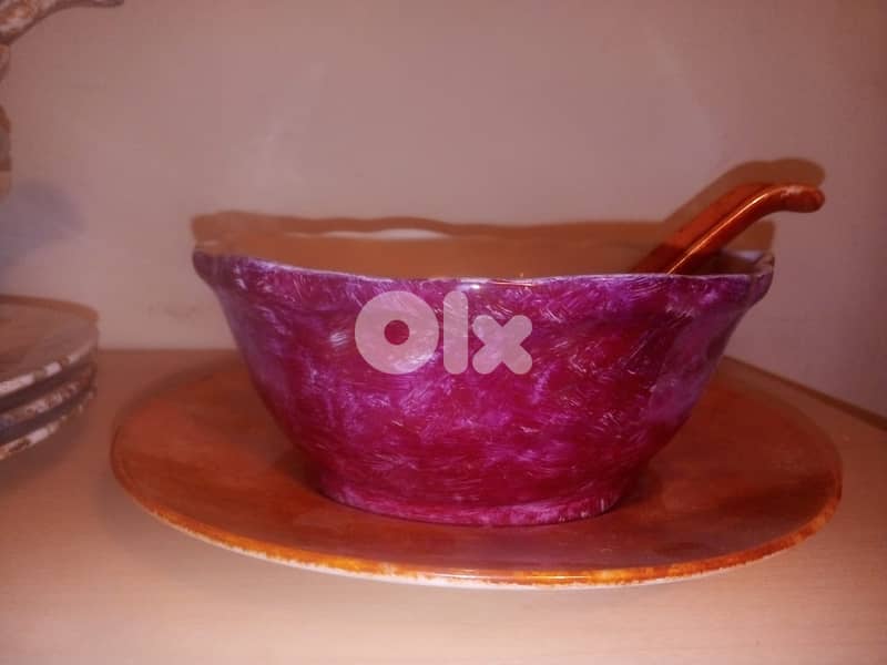 set of 6 fancy porcelain soup bowls + porcelain spoons 4
