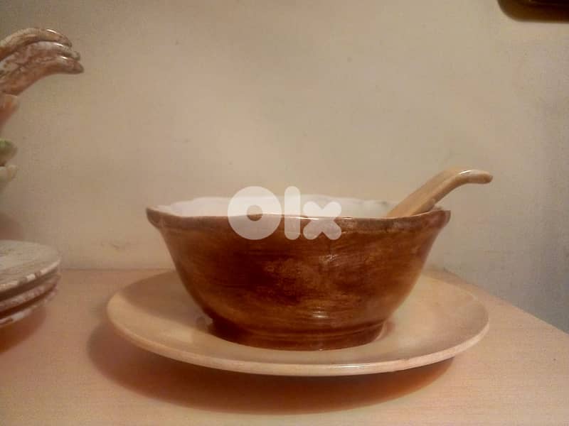 set of 6 fancy porcelain soup bowls + porcelain spoons 5