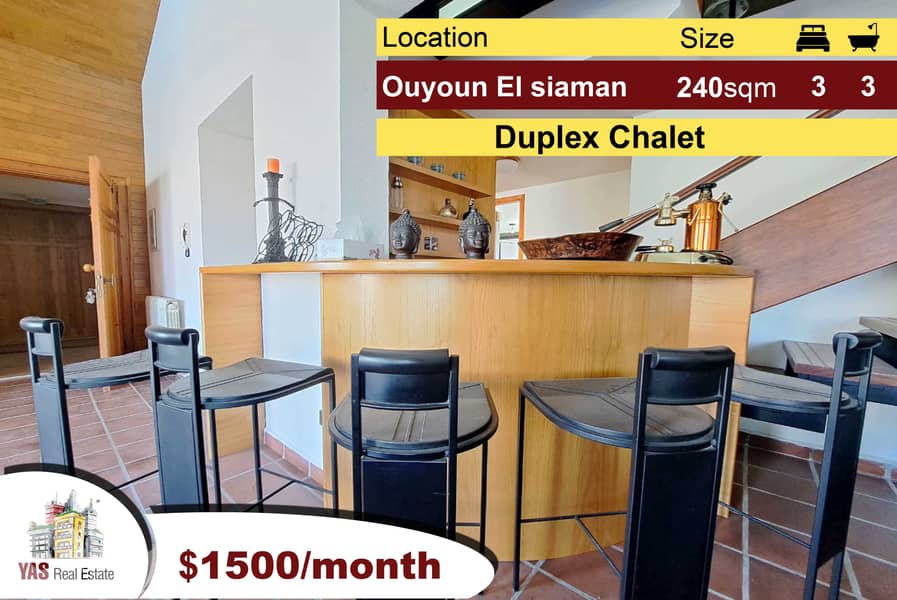 Ouyoun El Siman 240m2 | Duplex | Rent | Prime Location | Furnished |DA 0