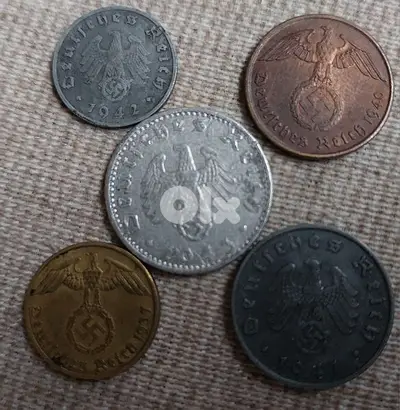 Nazi German Deutscland Third Reich Set of Coins World War II 1939-45