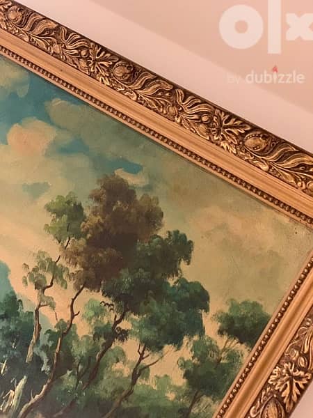Antique painting landscape with vintage frame 2